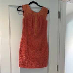 Orange Sleeveless Lace Dress